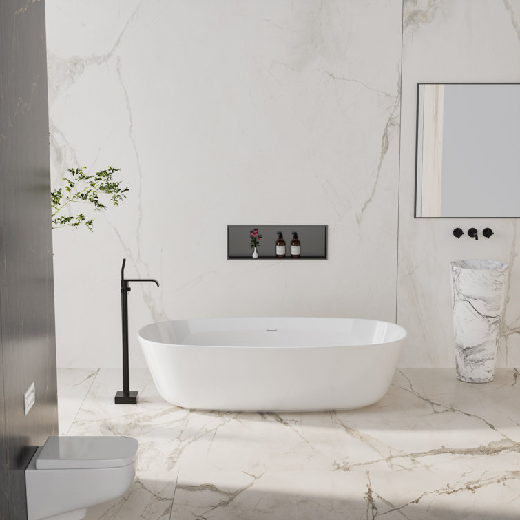 Matte Black Brass Freestanding Bathtub Faucet with Hand Shower
