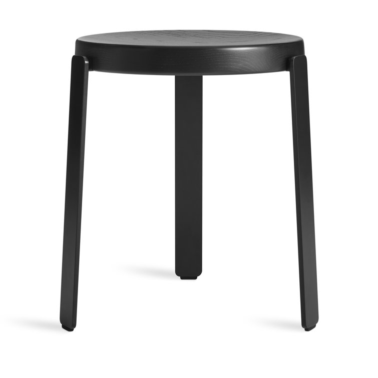 Black Ash and Steel Modern Accent Stool