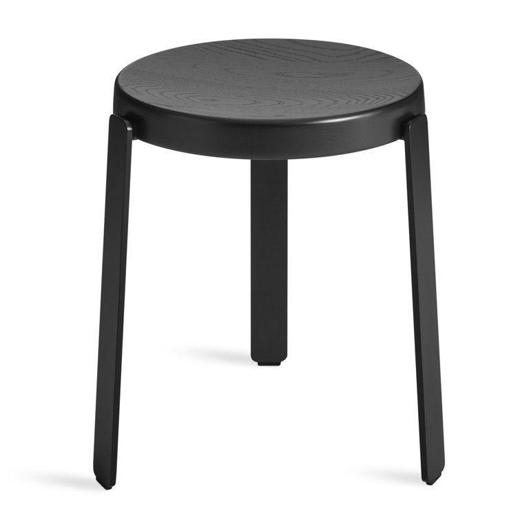 Black Ash and Steel Modern Accent Stool