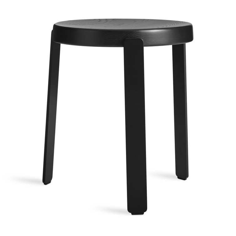 Black Ash and Steel Modern Accent Stool