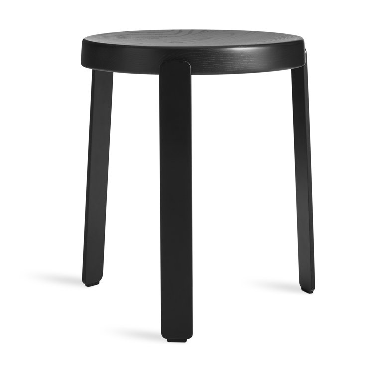Black Ash and Steel Modern Accent Stool