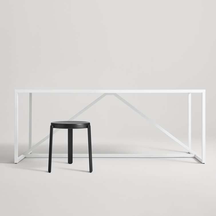 Black Ash and Steel Modern Accent Stool
