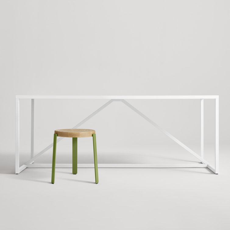 Golden Ash and Green Metal Wood Accent Stool