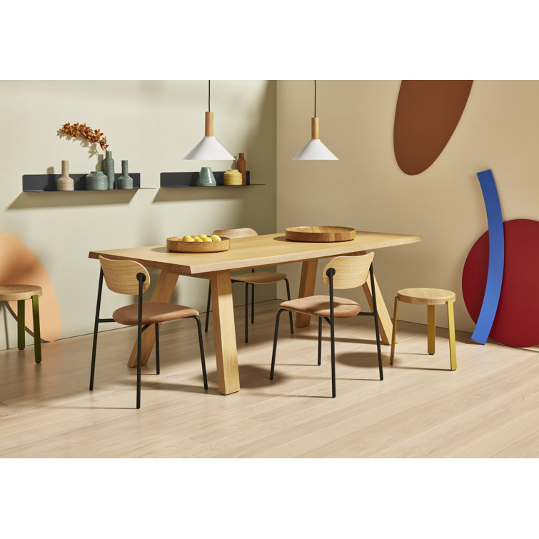 Golden Ash and Green Metal Wood Accent Stool