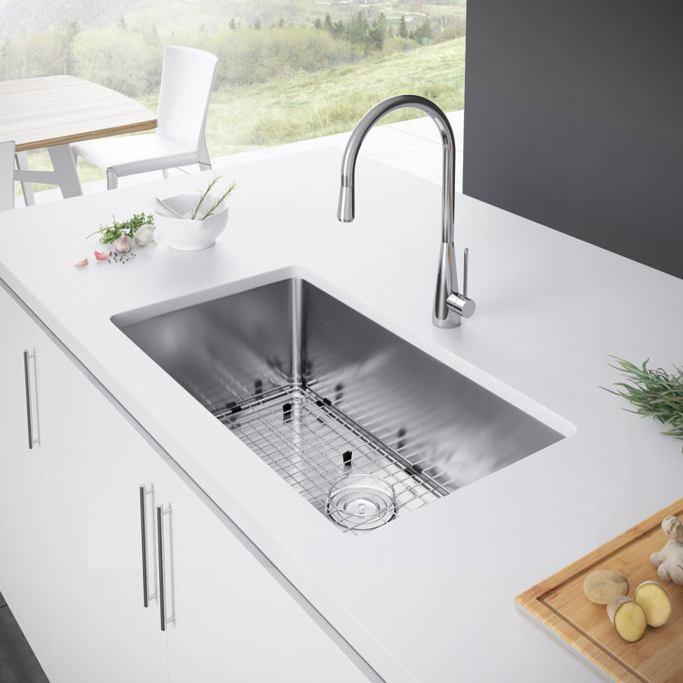 34-Inch Single Bowl Stainless Steel Undermount Kitchen Sink
