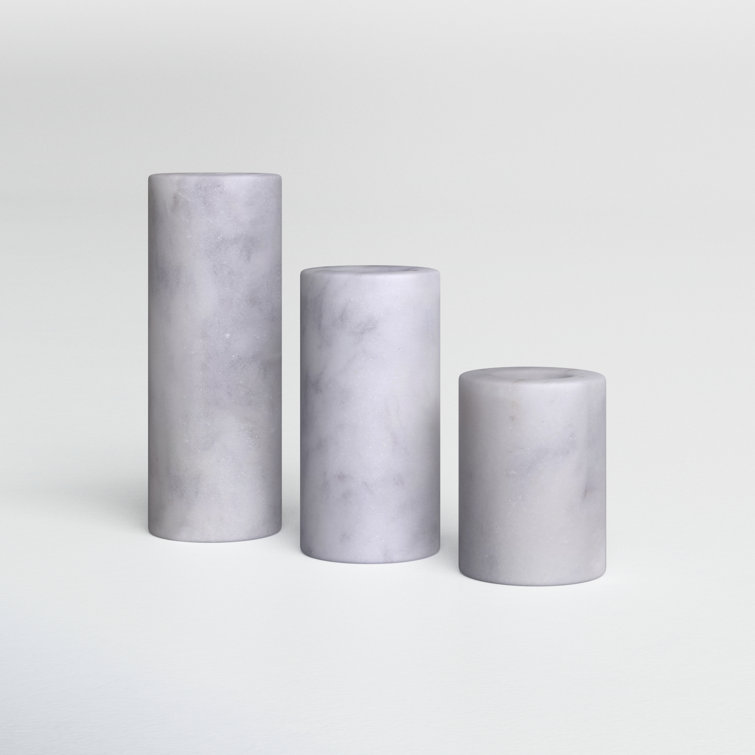Gray Marble 3-Piece Votive Candle Holder Set