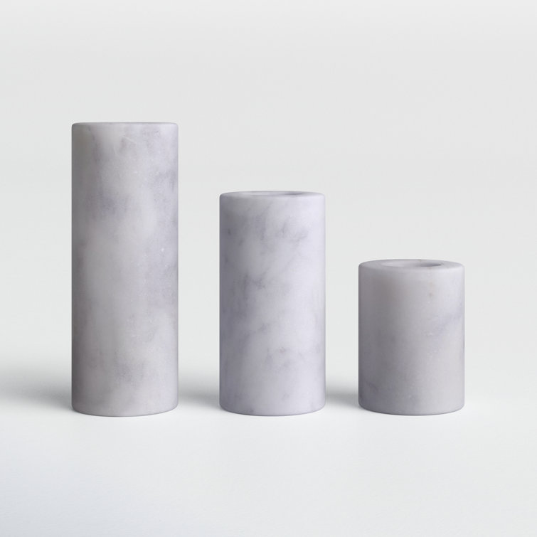 Gray Marble 3-Piece Votive Candle Holder Set