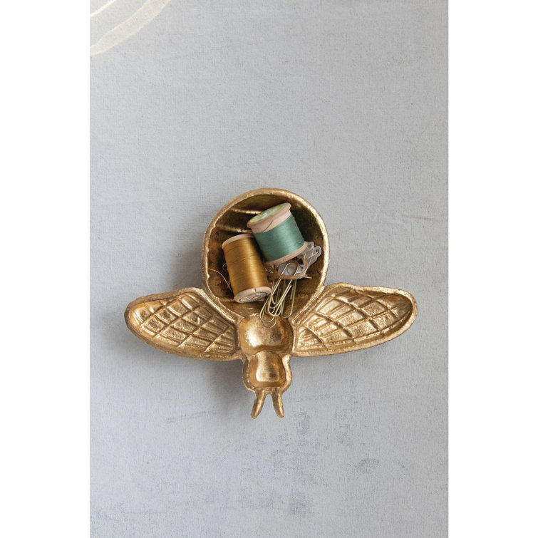 Gold Cast Iron Bee Decorative Dish