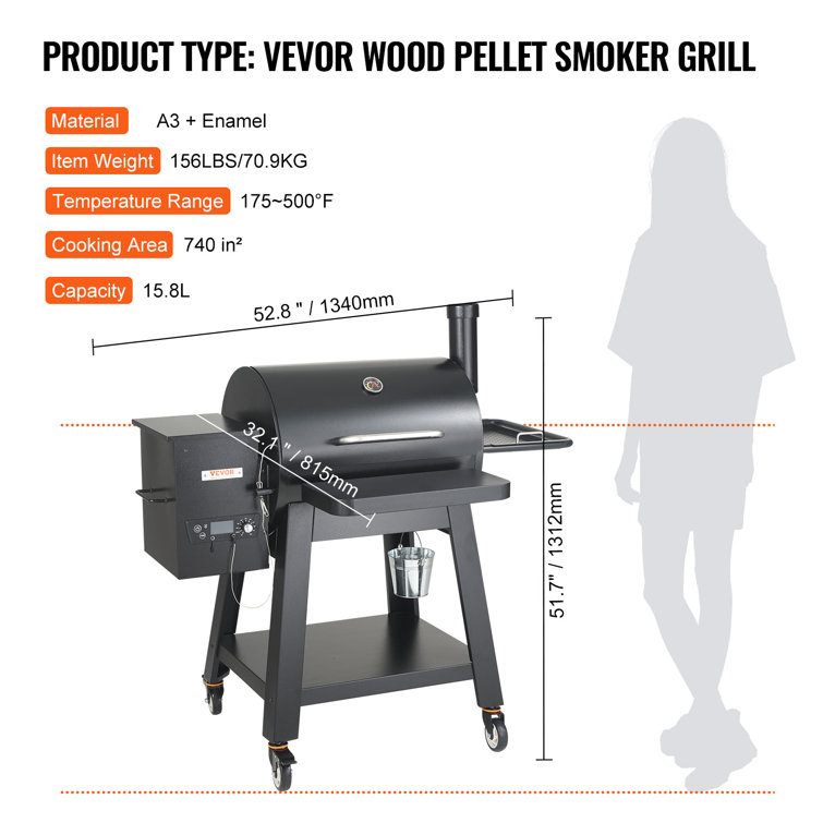 VEVOR 53" Black Heavy Duty Charcoal Grill with Cart