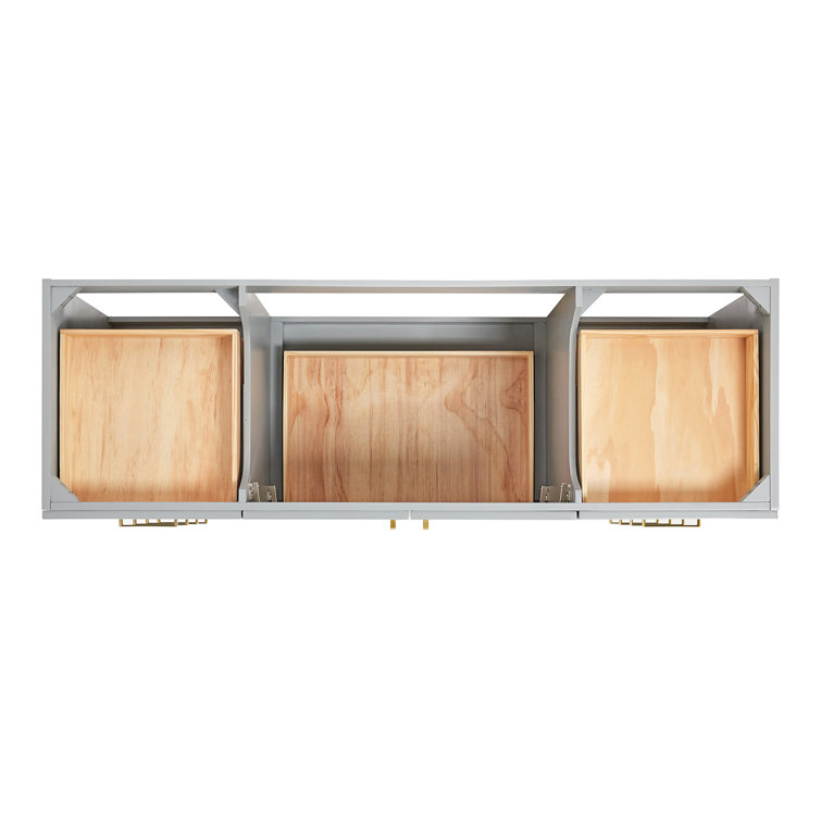 Taylor 66" Gray Single Freestanding Vanity Cabinet with Gold Hardware
