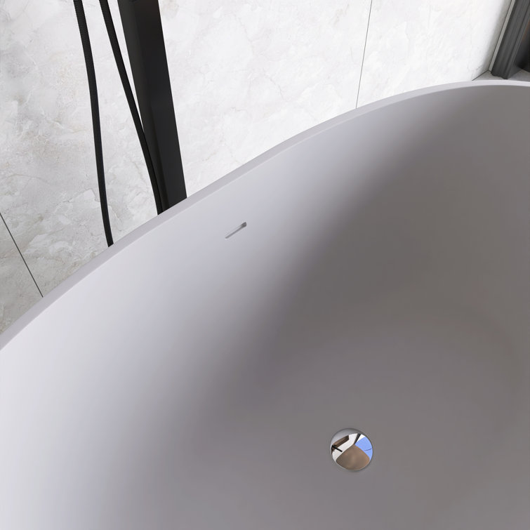 55'' Matte White Stone Resin Freestanding Double Slipper Bathtub