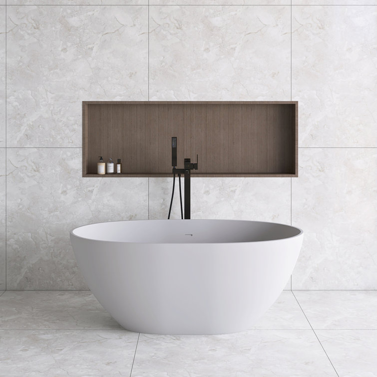 55'' Matte White Stone Resin Freestanding Double Slipper Bathtub