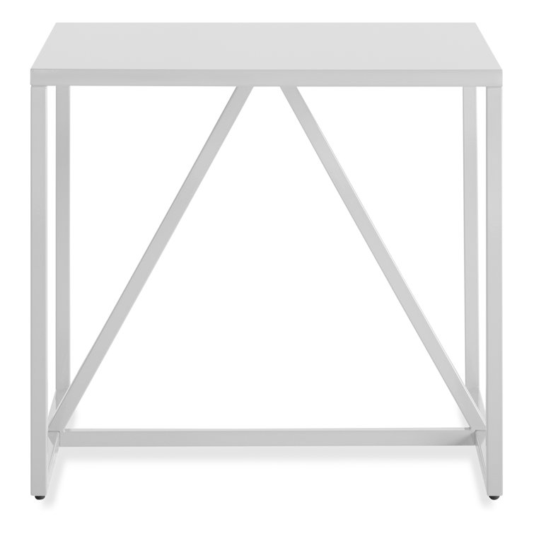 White Rectangular Wood and Metal Side Table