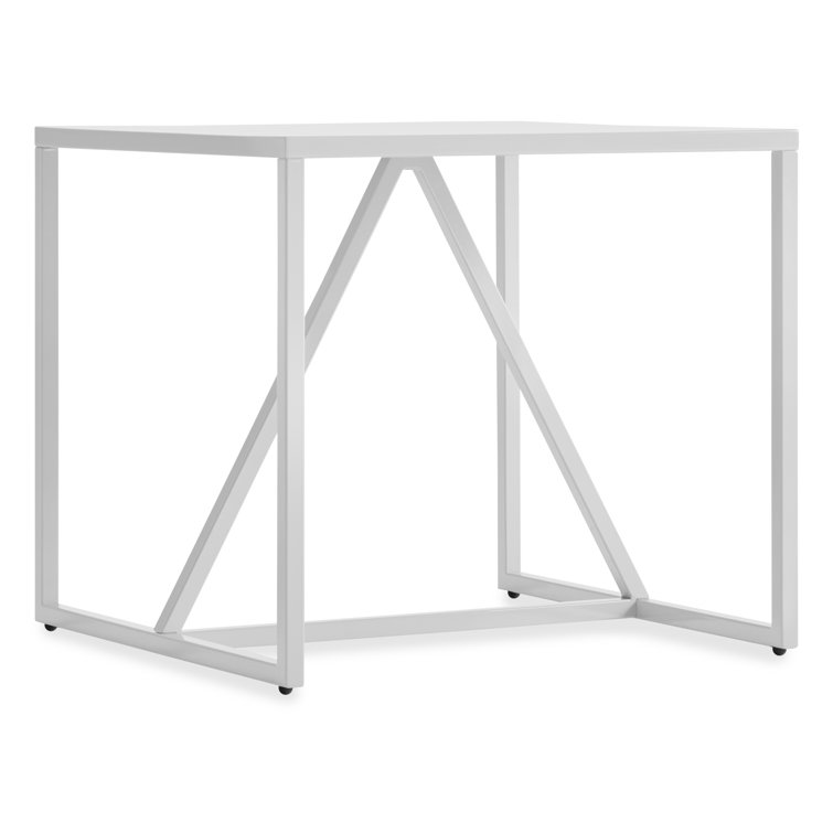 White Rectangular Wood and Metal Side Table
