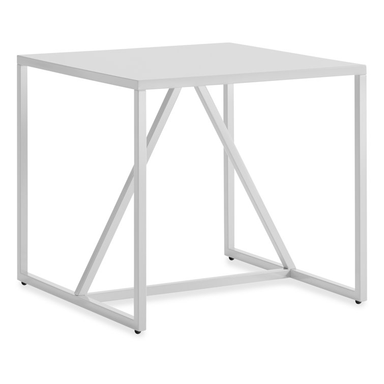 White Rectangular Wood and Metal Side Table