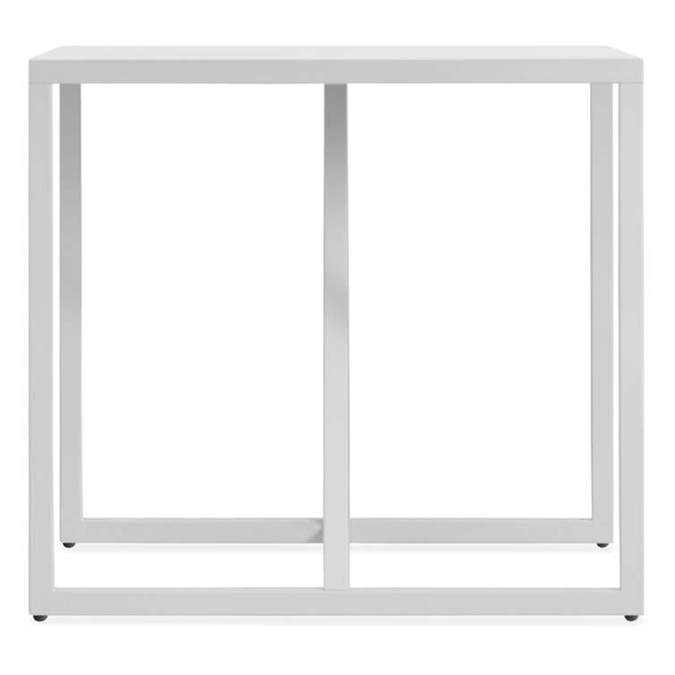 White Rectangular Wood and Metal Side Table