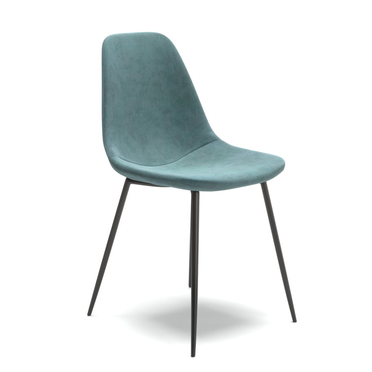 Bella Ocean Velvet High Back Side Chairs with Metal Legs, Set of 2
