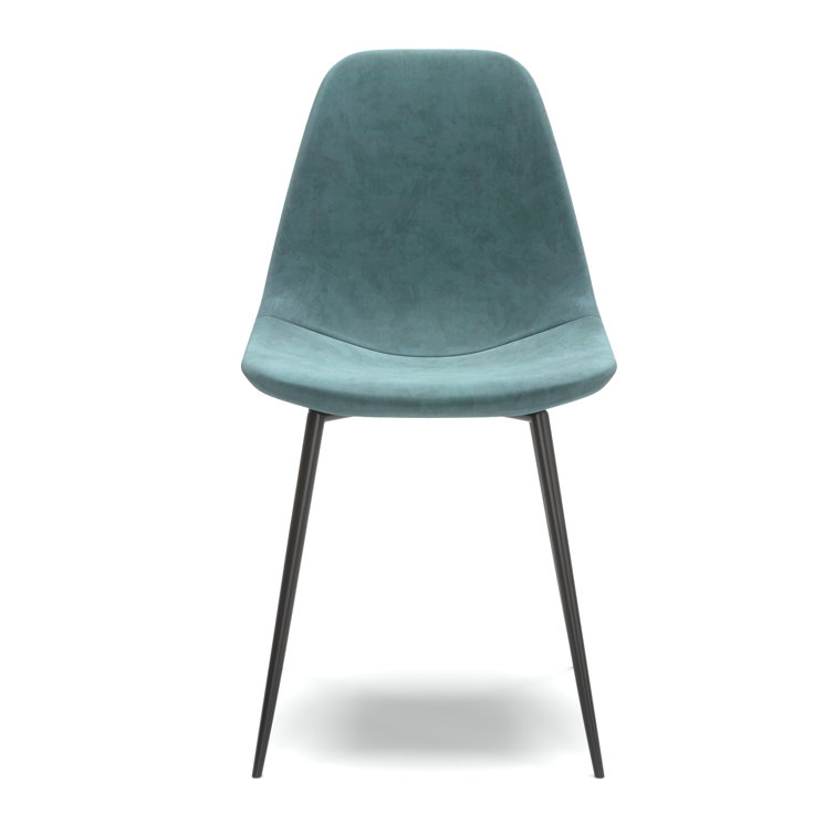Bella Ocean Velvet High Back Side Chairs with Metal Legs, Set of 2