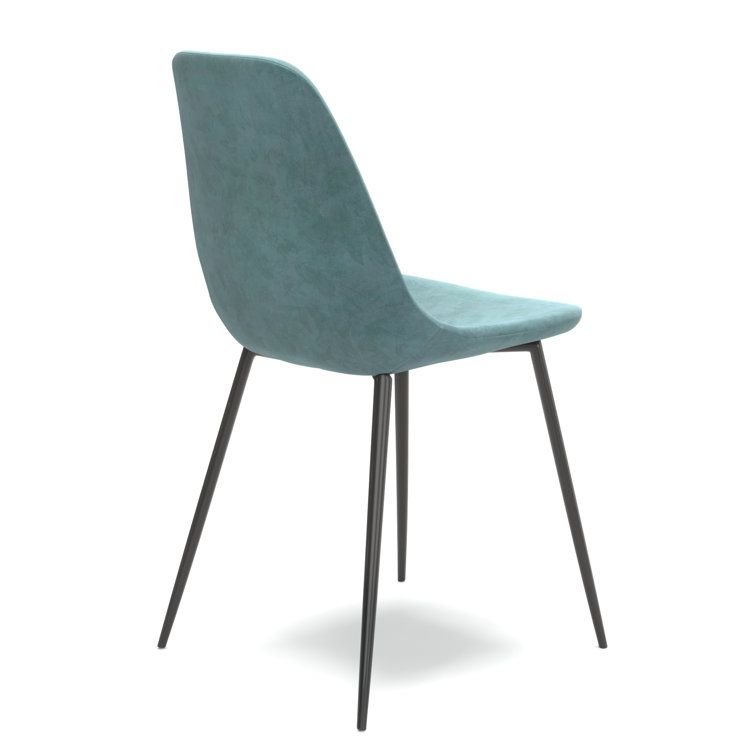 Bella Ocean Velvet High Back Side Chairs with Metal Legs, Set of 2