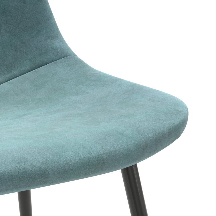 Bella Ocean Velvet High Back Side Chairs with Metal Legs, Set of 2