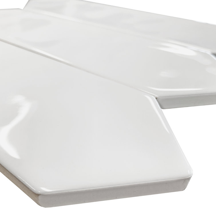 Glossy White Ceramic Picket Subway Wall Tile 3" x 12"