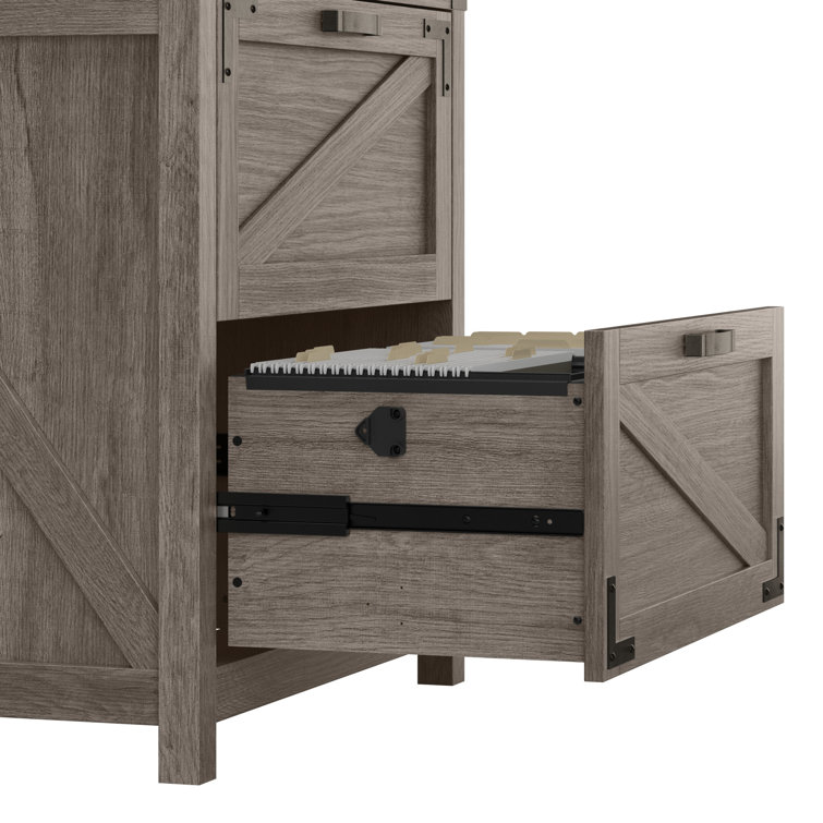 Restored Gray Modern Farmhouse 2-Drawer Lockable Lateral Filing Cabinet