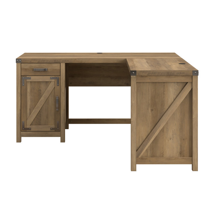 Modern Farmhouse Reclaimed Pine L-Shaped Desk with Storage