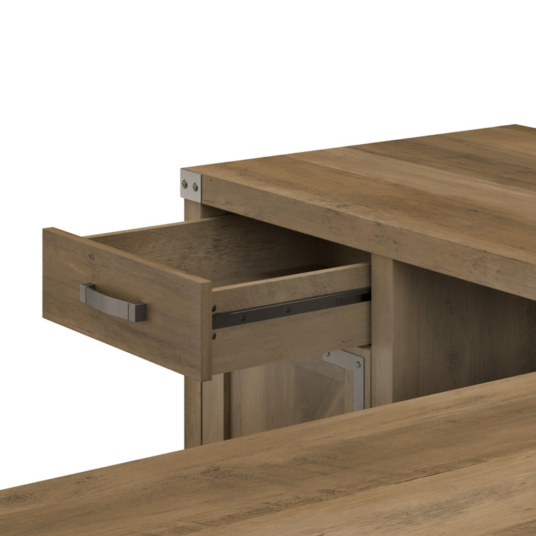 Modern Farmhouse Reclaimed Pine L-Shaped Desk with Storage