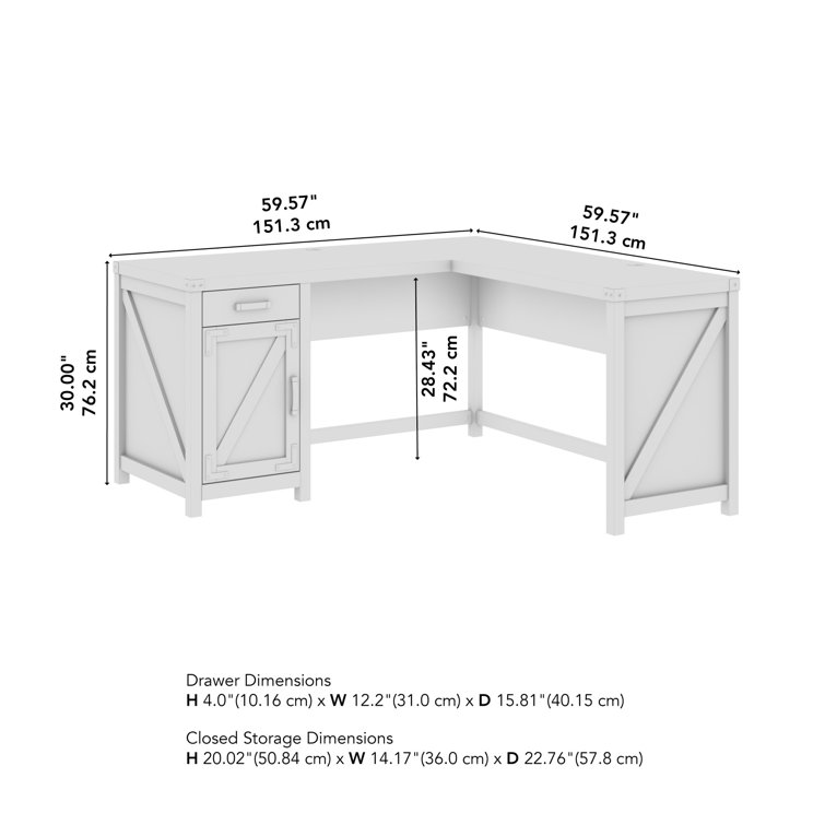 Modern Farmhouse Reclaimed Pine L-Shaped Desk with Storage