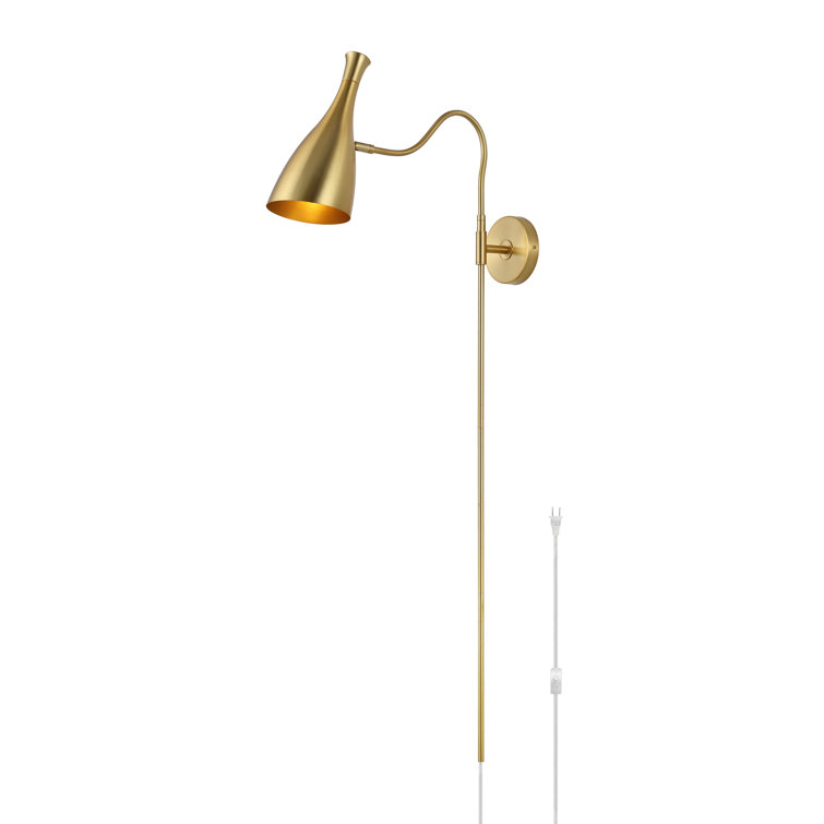 Hellene Brass Swing Arm Wall Sconce with Pivoting Head