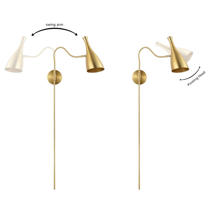 Hellene Brass Swing Arm Wall Sconce with Pivoting Head