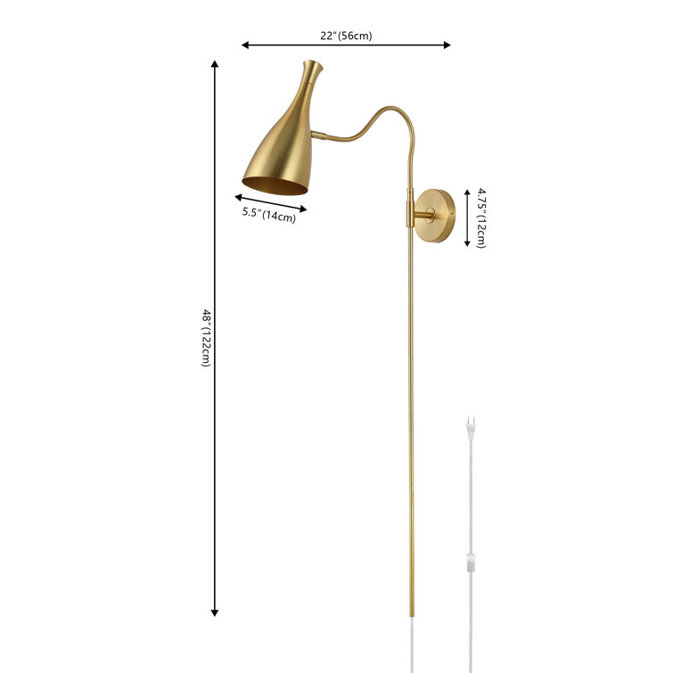 Hellene Brass Swing Arm Wall Sconce with Pivoting Head