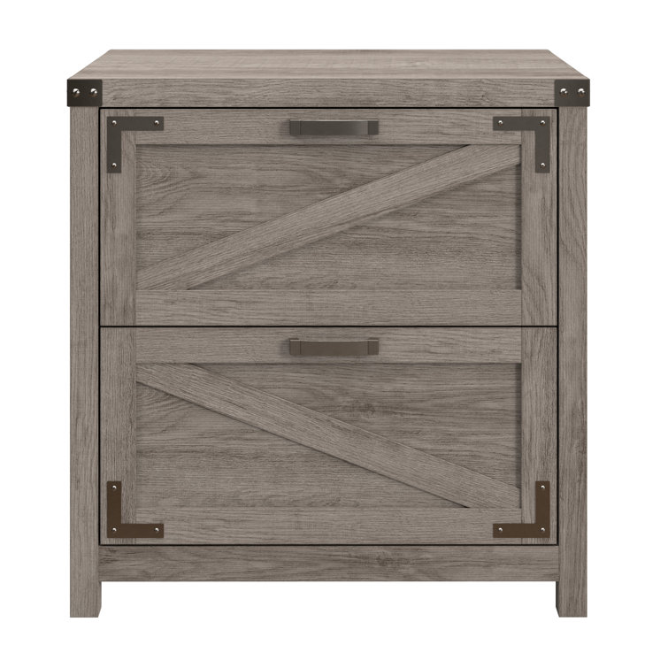 Restored Gray Modern Farmhouse 2-Drawer Lockable Lateral Filing Cabinet