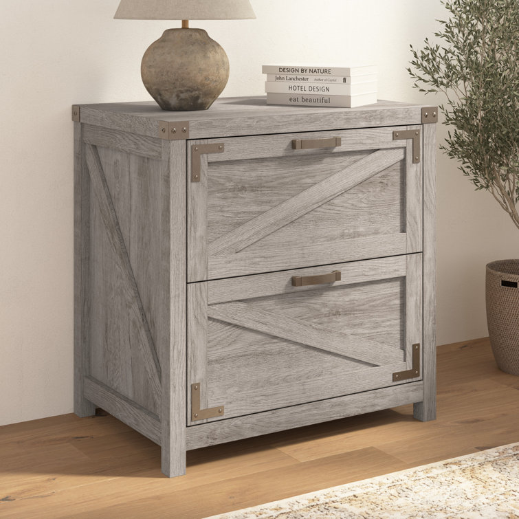 Restored Gray Modern Farmhouse 2-Drawer Lockable Lateral Filing Cabinet