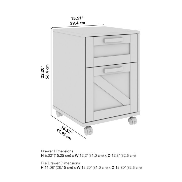 Restored Gray 2-Drawer Mobile Filing Cabinet with Lockable Casters
