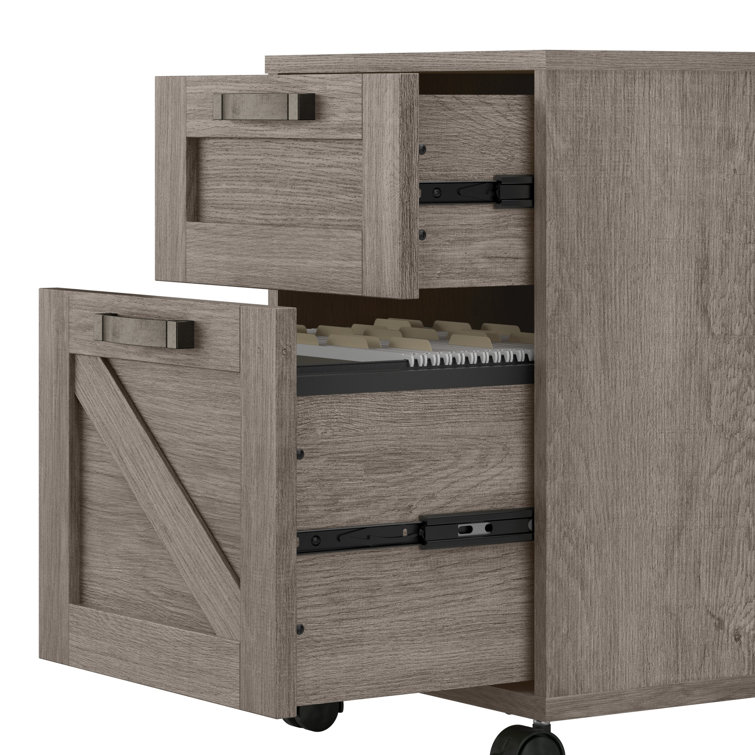 Restored Gray 2-Drawer Mobile Filing Cabinet with Lockable Casters