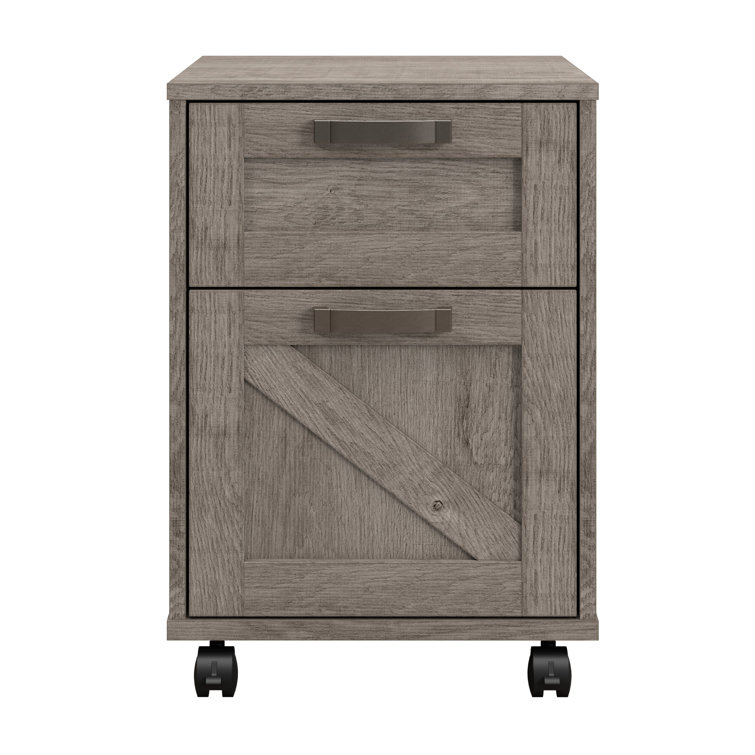 Restored Gray 2-Drawer Mobile Filing Cabinet with Lockable Casters