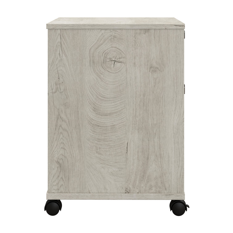 Cottage White 2-Drawer Mobile Pedestal File Cabinet with Weathered Nickel Accents