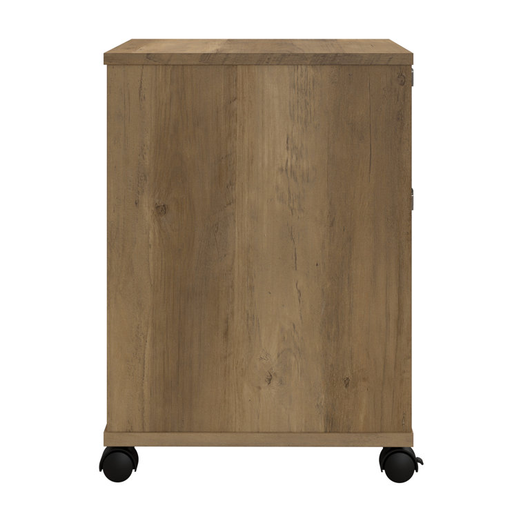 Reclaimed Pine 2-Drawer Mobile Filing Cabinet with Lockable Casters
