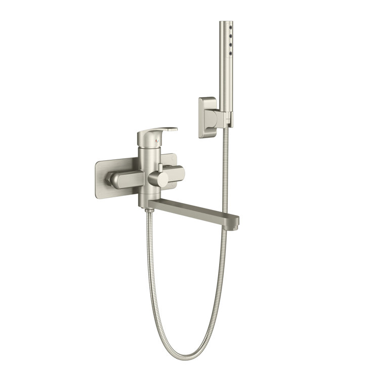 Niagara Brushed Nickel Wall Mounted Tub Filler with Handshower