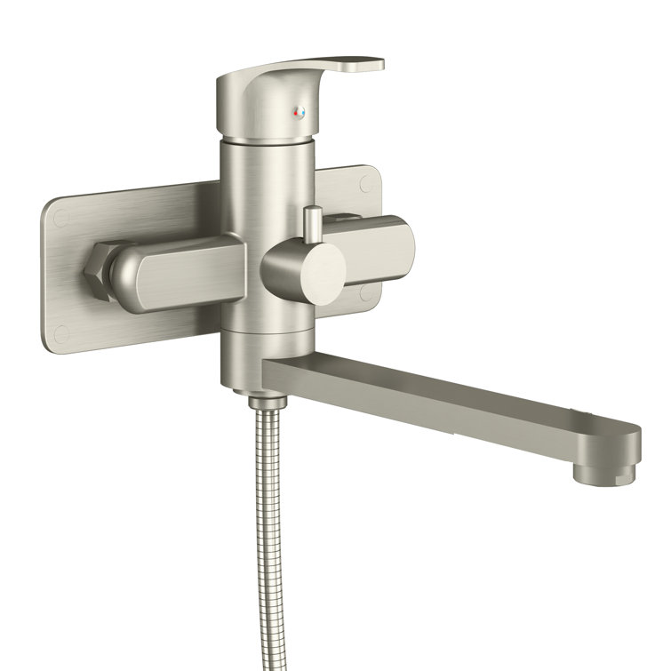 Niagara Brushed Nickel Wall Mounted Tub Filler with Handshower