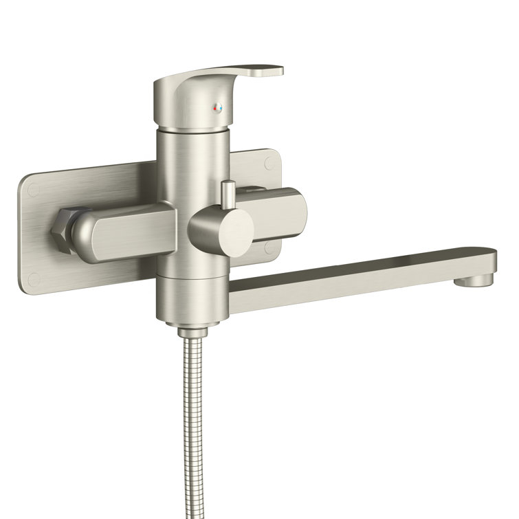 Niagara Brushed Nickel Wall Mounted Tub Filler with Handshower
