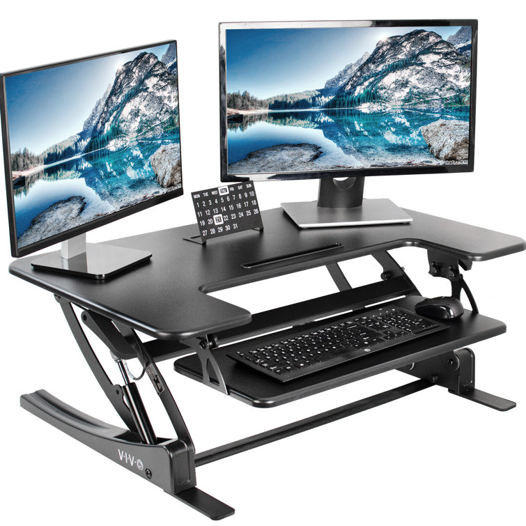 ErgoFlex 36" Black Adjustable Standing Desk Converter with Cable Management