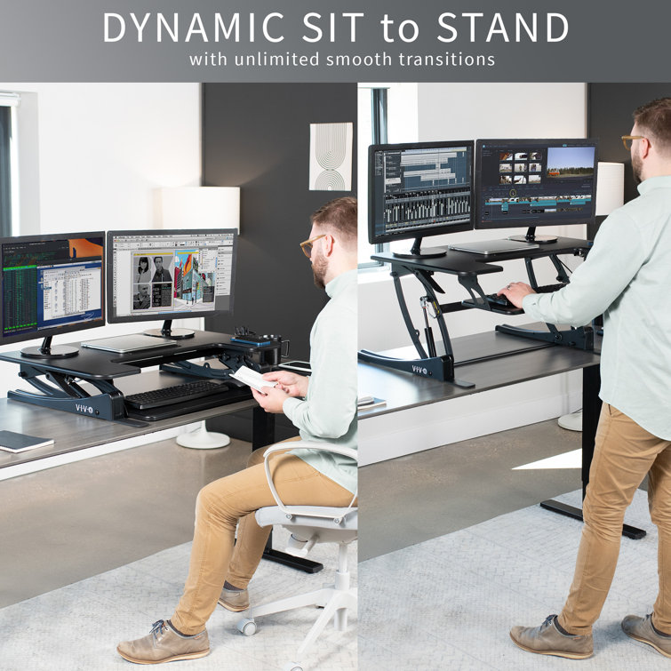 ErgoFlex 36" Black Adjustable Standing Desk Converter with Cable Management