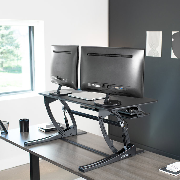 ErgoFlex 36" Black Adjustable Standing Desk Converter with Cable Management
