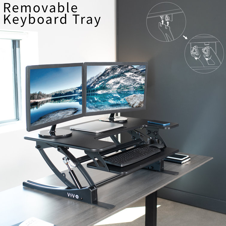 ErgoFlex 36" Black Adjustable Standing Desk Converter with Cable Management