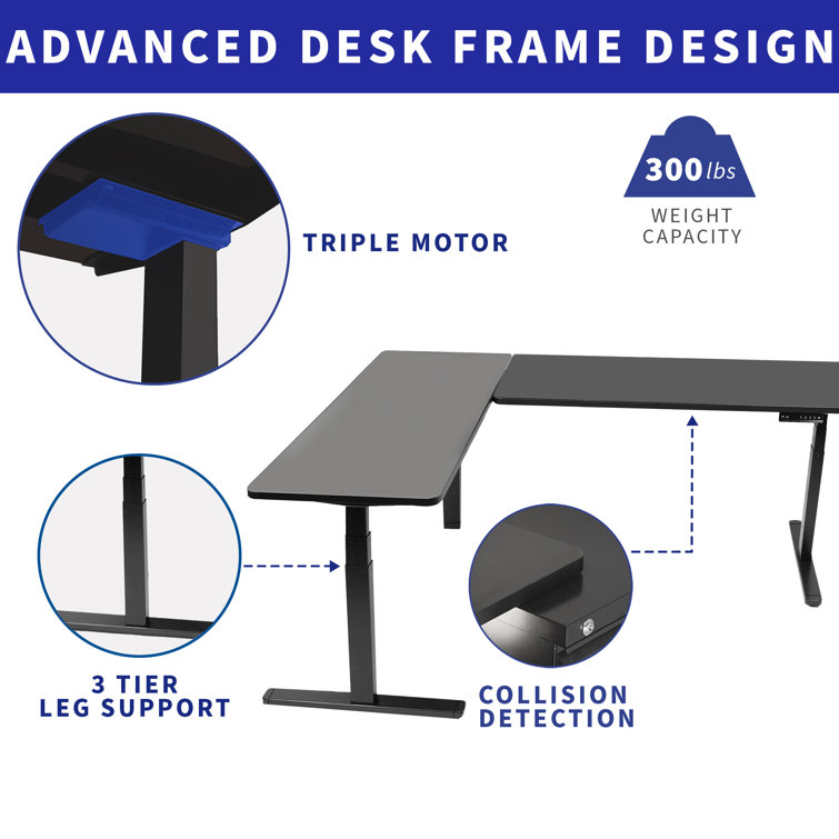 Dark Walnut & White Electric Adjustable L-Shaped Desk with Memory Settings