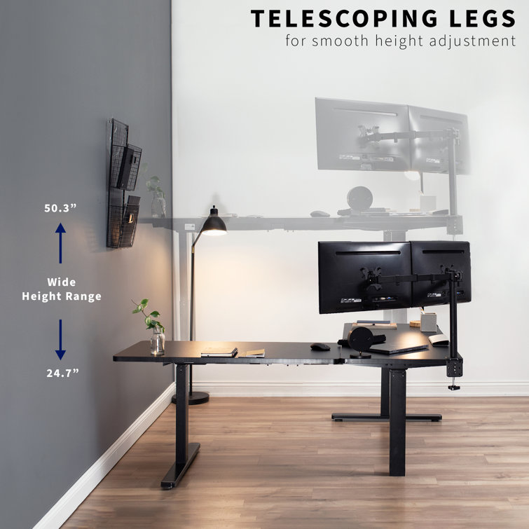 Dark Walnut & White Electric Adjustable L-Shaped Desk with Memory Settings