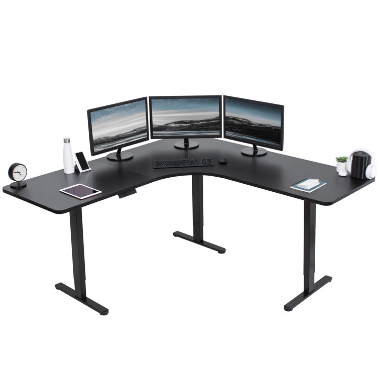 Elevate Pro 71" Black Electric Adjustable L-Shaped Desk with Memory Settings