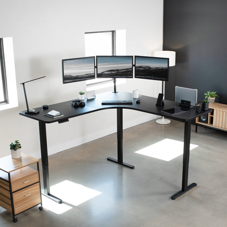 Elevate Pro 71" Black Electric Adjustable L-Shaped Desk with Memory Settings